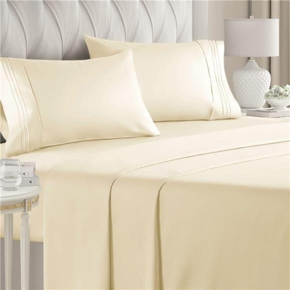 4 Pcs Sheet Set Breathable Cooling Hotel Luxury Extra Soft Deep Pockets Easy Fit - Picture 1 of 6